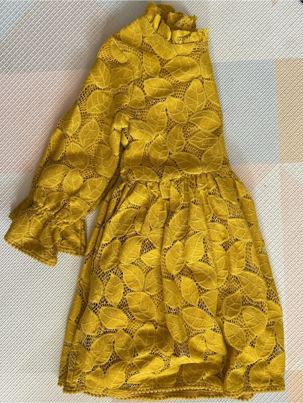 OshKosh B'gosh Mustard Yellow Lace Long-Sleeve Dress